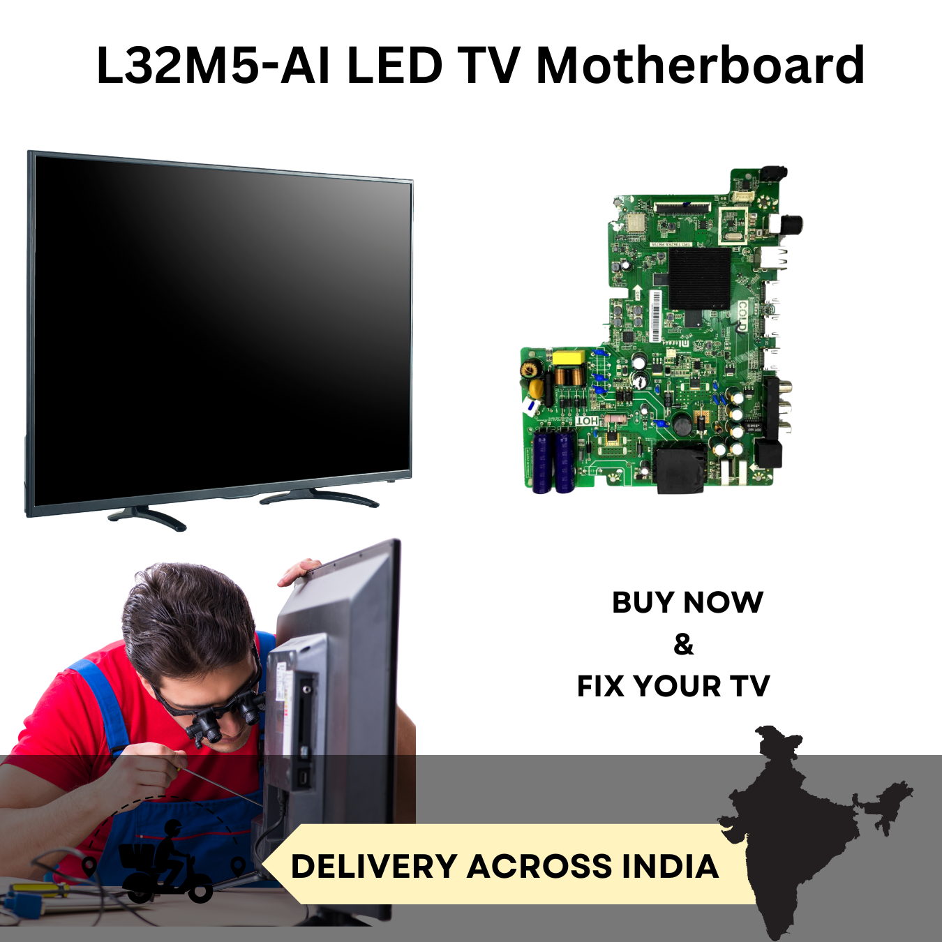 mi l32m5-ai led tv motherboard (single ram) – original replacement part